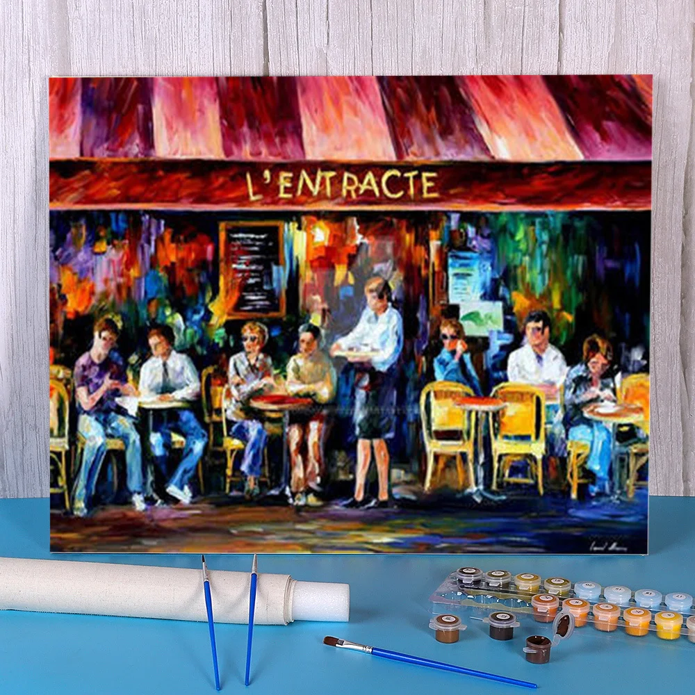 

Картина по номерам «Кафе в Париже», 50 Х70, масляными красками, новый дизайн, ручная работа для взрослых