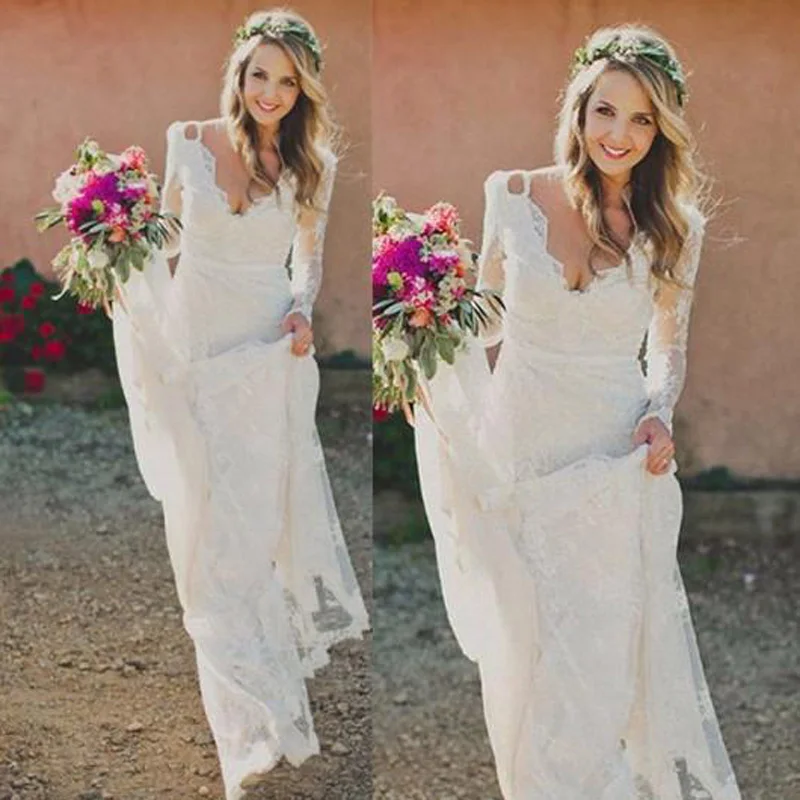 Long Sleeves Boho Wedding Dresses 2021 Deep V Neck Lace Bridal Gowns Handmade Western Style Summer Vestidos De Novia
Long Sleeves Boho Wedding Dresses 2021 Deep V Neck Lace Bridal Gowns Handmade Western Style Summer Vestidos De Novia