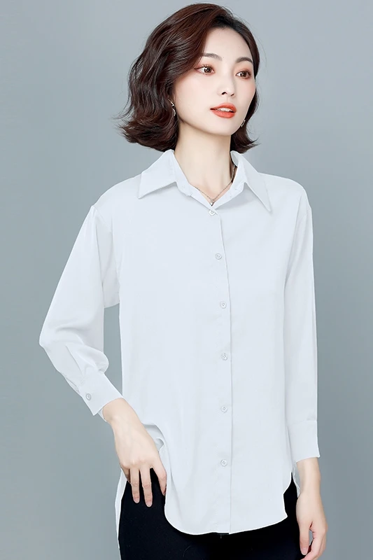 Houthion Silk Satin Slim Women's Blouses Fashion Long Sleeve Top Solid Color Buttons Polo Shirt Spring/autumn New Casual Blouse
Houthion Silk Satin Slim Women's Blouses Fashion Long Sleeve Top Solid Color Buttons Polo Shirt Spring/autumn New Casual Blouse
