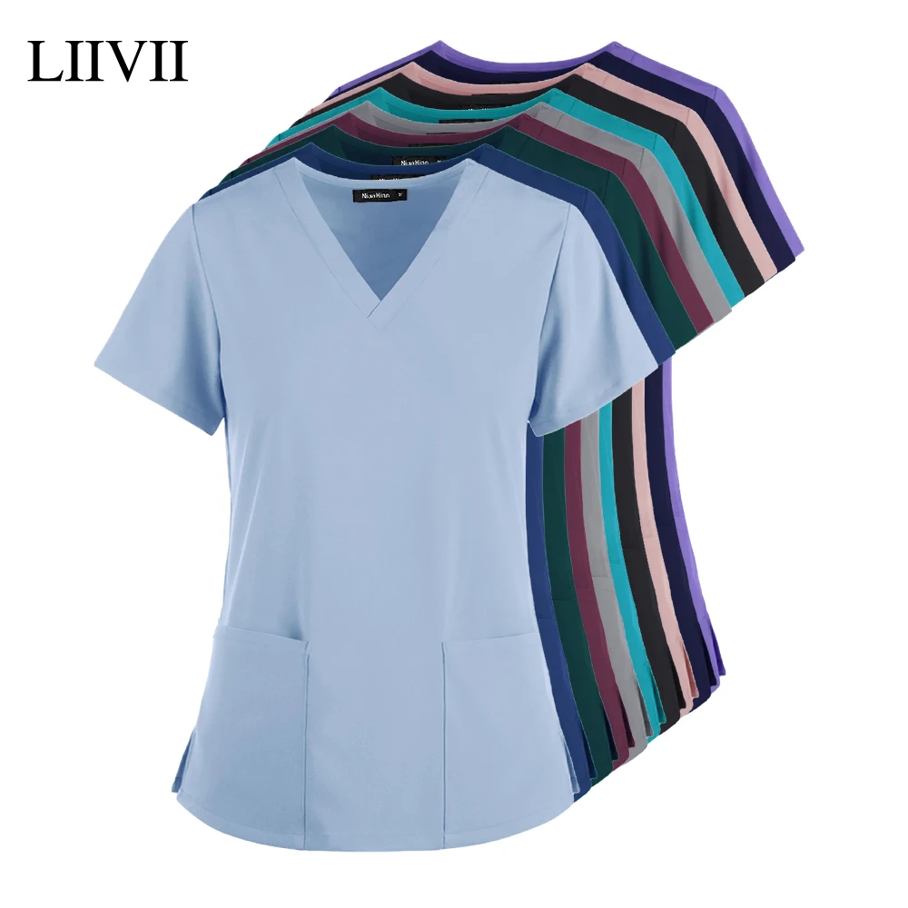 New High Quality Women Summer Nursing Scrubs Tops Short Sleeve Women Medical Scrubs Uniforms Nurse V-neck Pocket Women Clothes
New High Quality Women Summer Nursing Scrubs Tops Short Sleeve Women Medical Scrubs Uniforms Nurse V-neck Pocket Women Clothes