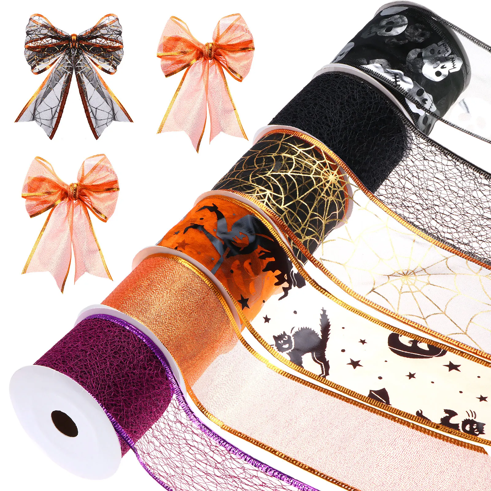 Hot 6Roll Halloween Decorate Wired Edge Ribbon 6 Yard Halloween Cartoon Series Grosgrain Ribbons Spider Web Witch Hat Bats Print
Hot 6Roll Halloween Decorate Wired Edge Ribbon 6 Yard Halloween Cartoon Series Grosgrain Ribbons Spider Web Witch Hat Bats Print