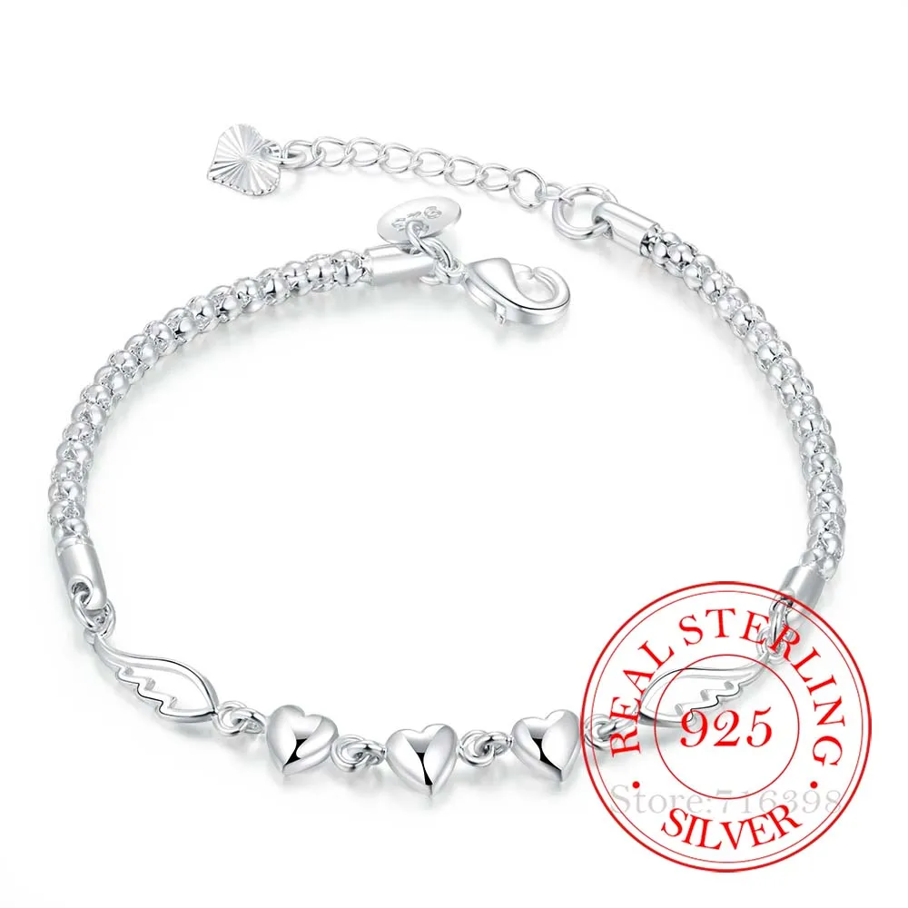 100% 925 Sterling Silver Double Angel Wings Heart Charm Bracelets For Women Fashion Crystal Silver Jewelry Pulseira Feminina
100% 925 Sterling Silver Double Angel Wings Heart Charm Bracelets For Women Fashion Crystal Silver Jewelry Pulseira Feminina