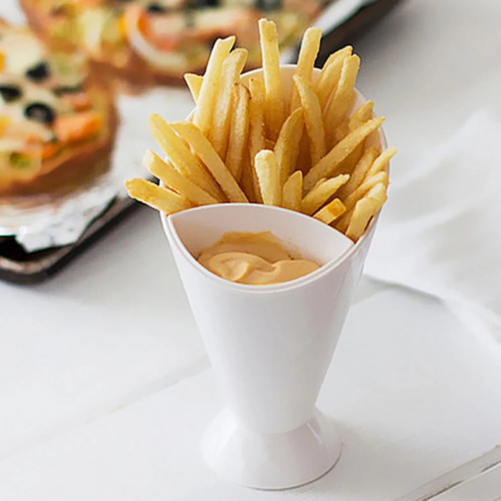 Kitchen Serving Tool Snack Cone Stand + Dip Holder For Chips Finger Food Sauce White Fries Dip and Cone Cup Snack Holder Serving
Kitchen Serving Tool Snack Cone Stand + Dip Holder For Chips Finger Food Sauce White Fries Dip and Cone Cup Snack Holder Serving