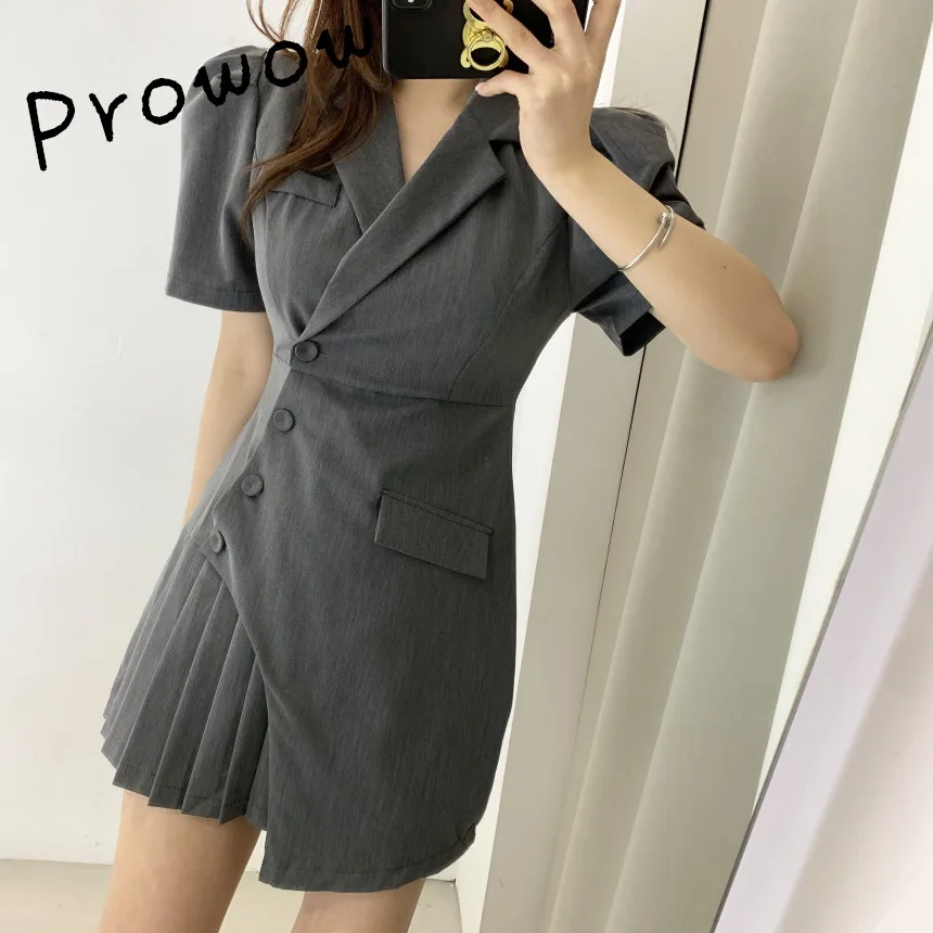 2021 Korean Summer Elegant Suit Collar Pleated Dress Puff Sleeve Mini Dress Vintage Dresses For Women One Piece Sexy Sundresses
2021 Korean Summer Elegant Suit Collar Pleated Dress Puff Sleeve Mini Dress Vintage Dresses For Women One Piece Sexy Sundresses