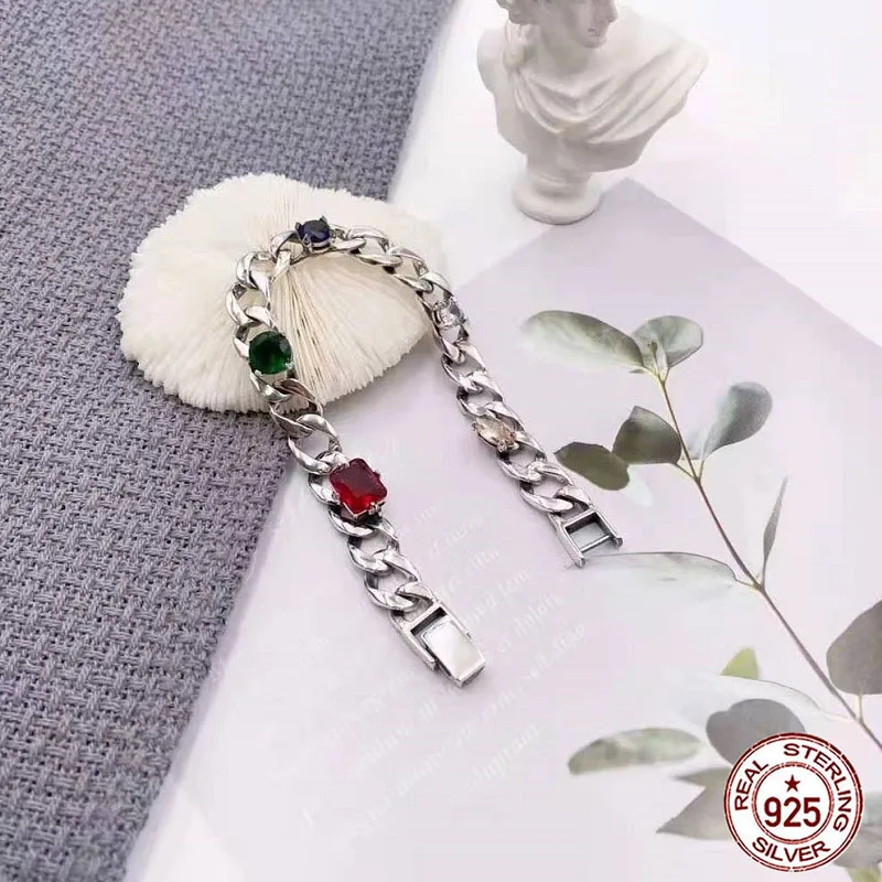 S925 sterling silver bracelet retro personality punk hip hop style personality creative stitching color Hao stone fashion letter
S925 sterling silver bracelet retro personality punk hip hop style personality creative stitching color Hao stone fashion letter