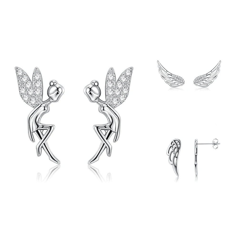 ZEMIOR Silver Earrings For Women Zirconia Wings And Fairy Stud Earrings Delicate Girls Real 925 Sterling Silver Jewelry
ZEMIOR Silver Earrings For Women Zirconia Wings And Fairy Stud Earrings Delicate Girls Real 925 Sterling Silver Jewelry