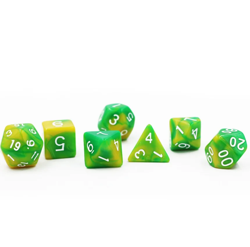 7PCS Resin Acrylic Mango Green Bicolor Funny Game Digital Dice Teaching Education D&D Dice For Board Game Accessories
7PCS Resin Acrylic Mango Green Bicolor Funny Game Digital Dice Teaching Education D&D Dice For Board Game Accessories