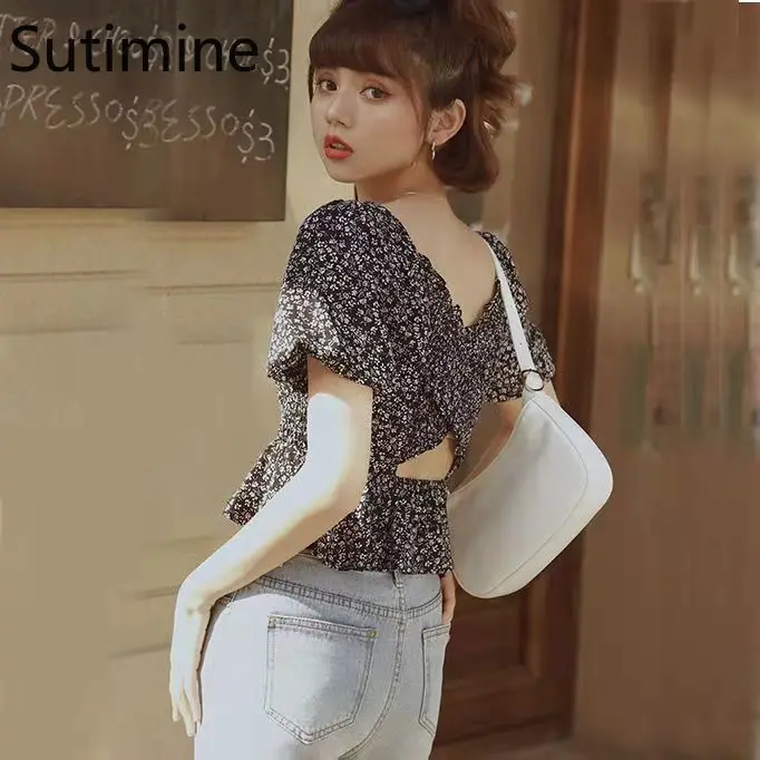 Sexy Hollow Out Back Women Blouse Shirt Summer Tops Short Puff Sleeve Shirt Women Tops
Sexy Hollow Out Back Women Blouse Shirt Summer Tops Short Puff Sleeve Shirt Women Tops