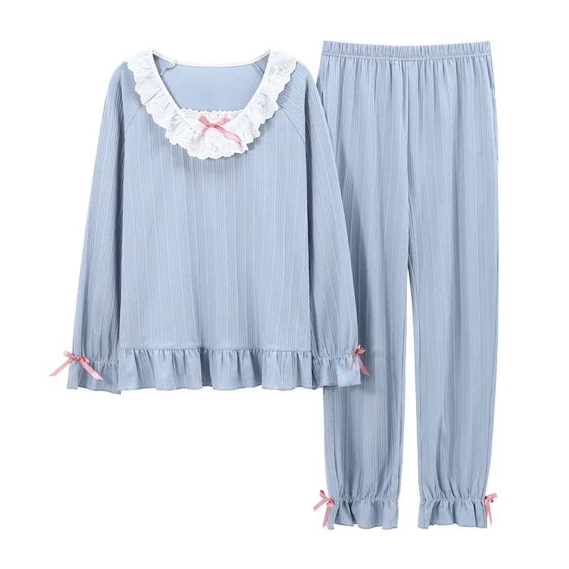 Spring Autumn New Cotton 2PCS Pajamas Set Ladies Loose Sleepwear Lantern Sleeve Cute Home Pyjama Wear Casual Print Nightwear
Spring Autumn New Cotton 2PCS Pajamas Set Ladies Loose Sleepwear Lantern Sleeve Cute Home Pyjama Wear Casual Print Nightwear