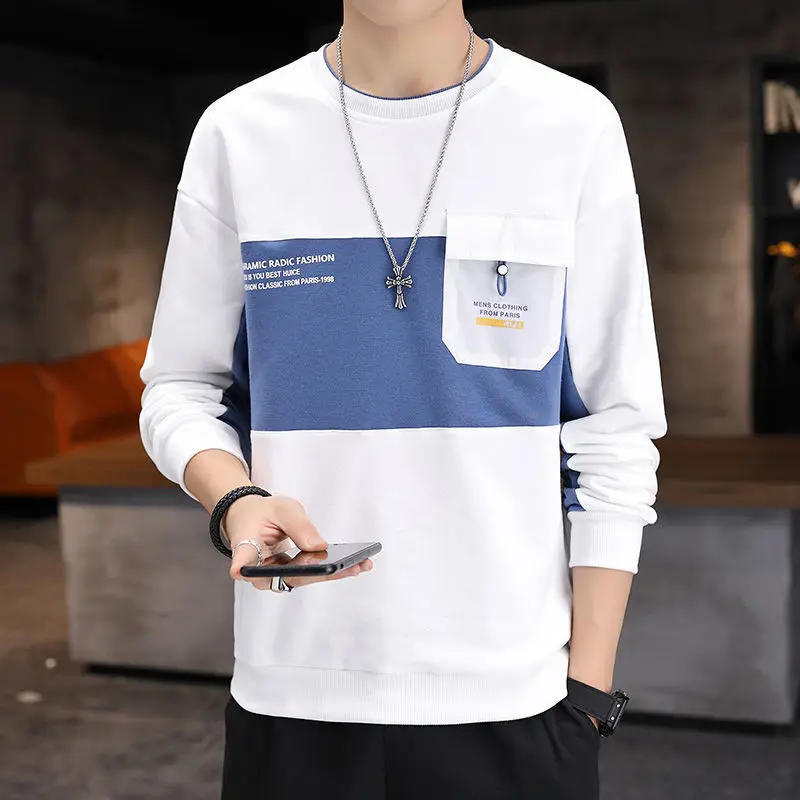 Men's sweater spring and autumn handsome versatile autumn round neck loose top Pullover long sleeve T-shirt
Men's sweater spring and autumn handsome versatile autumn round neck loose top Pullover long sleeve T-shirt