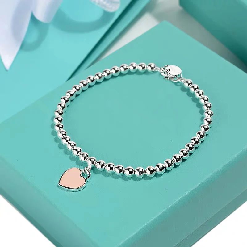 S925 Silver Enamel Classic Heart-Shaped Label 4 M Beads Bracelet European And American Fashion Women Romantic Jewelry Gift
S925 Silver Enamel Classic Heart-Shaped Label 4 M Beads Bracelet European And American Fashion Women Romantic Jewelry Gift