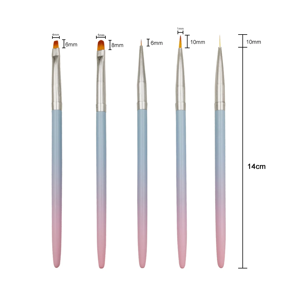 Fingerqueen 5pcs/set Nail Brush Liner Painting Gradient Drawing Nail Brushes for Detailing Blending Stripling B-040
Fingerqueen 5pcs/set Nail Brush Liner Painting Gradient Drawing Nail Brushes for Detailing Blending Stripling B-040