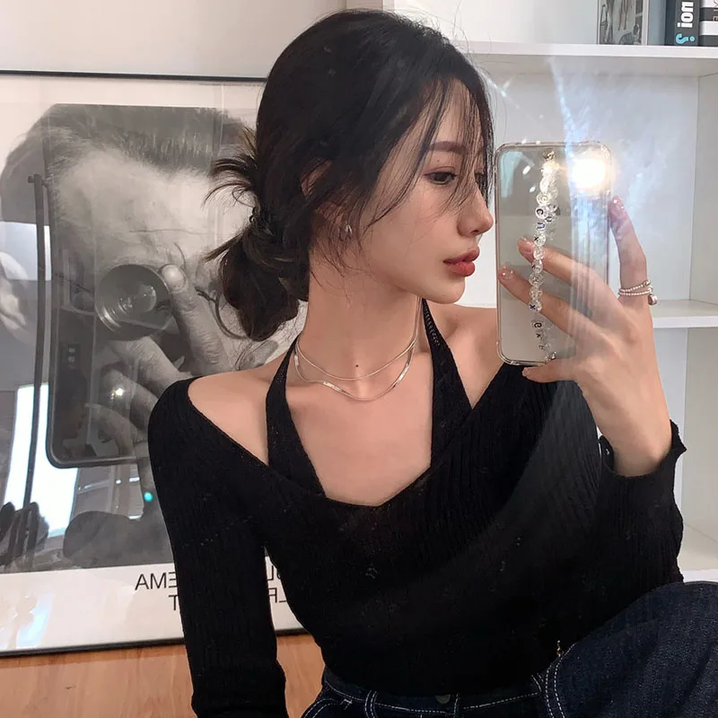 Fake Two-Piece Halter White Sweater Women's Autumn 2021 New Long Sleeve Slim Tight Bottoming Sweater Tops
Fake Two-Piece Halter White Sweater Women's Autumn 2021 New Long Sleeve Slim Tight Bottoming Sweater Tops