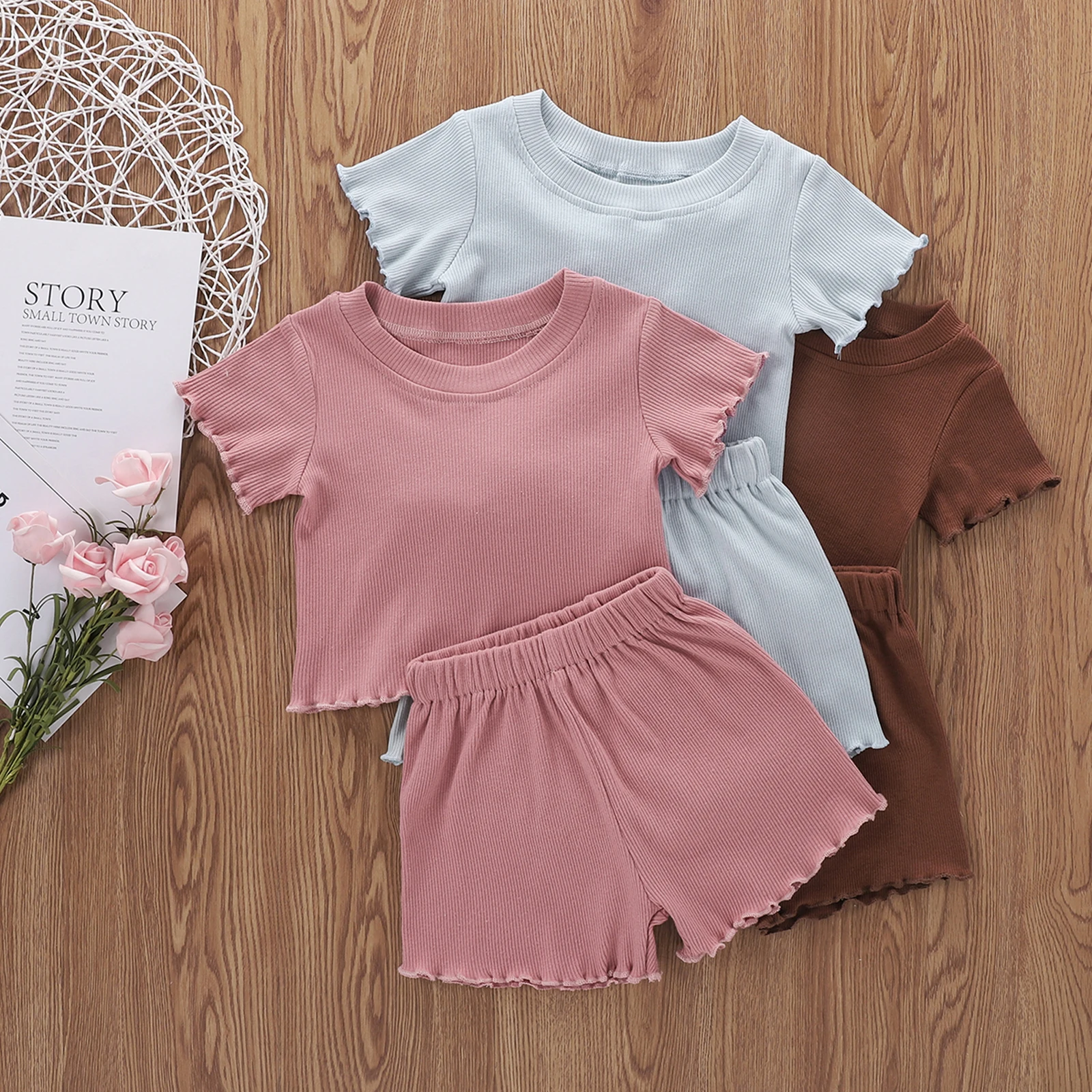 2Pcs Toddlers Summer Suit Solid Color Ribbed O-Neck Short Sleeves Tops+Elastic Waist Shorts Outfits for Girls, Boys
2Pcs Toddlers Summer Suit Solid Color Ribbed O-Neck Short Sleeves Tops+Elastic Waist Shorts Outfits for Girls, Boys