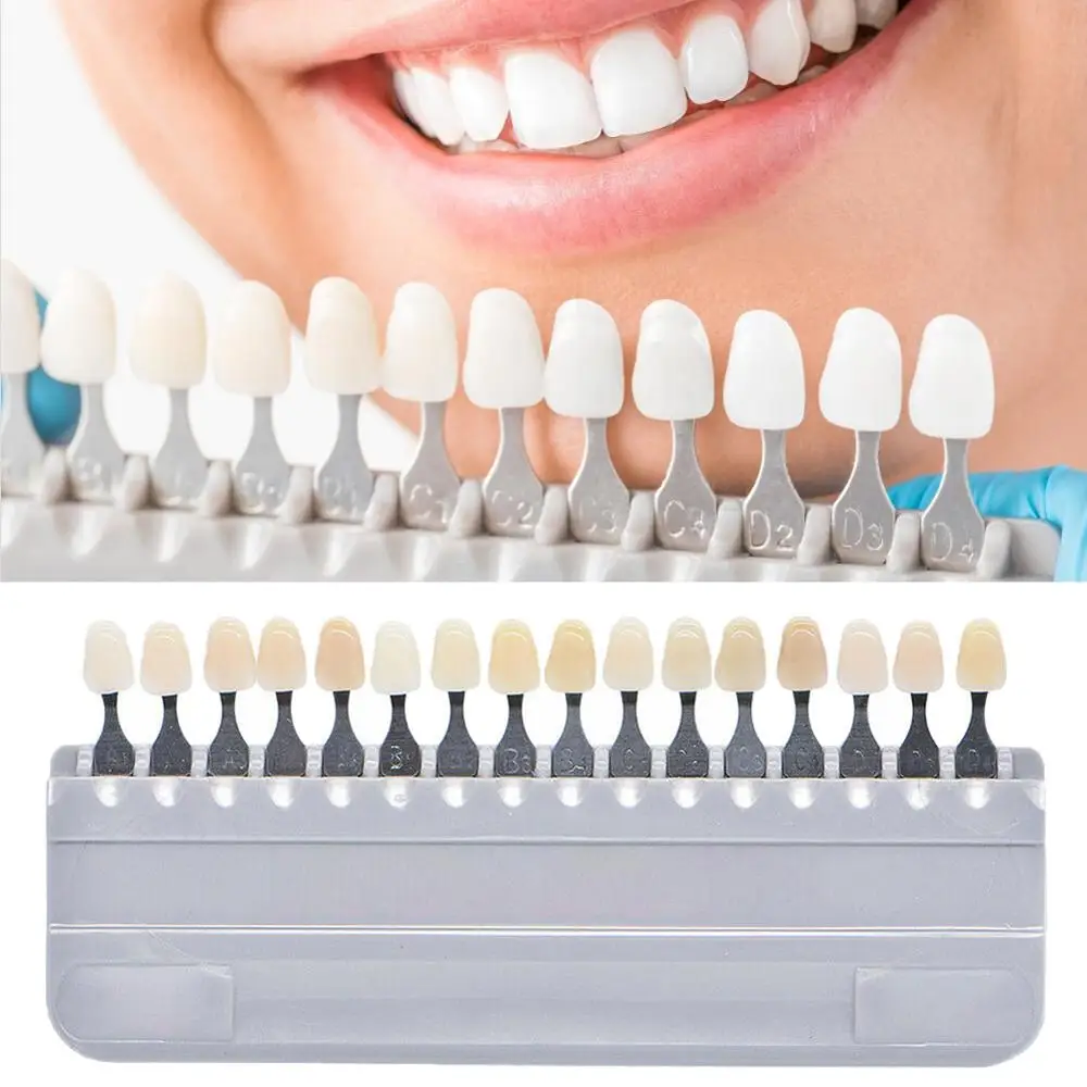 16 Colors Teeth Whitening Set 3D Shade Guide Color Comparator Mirror Dentistry Cold Light Teeth White Bleaching Dental Plate
16 Colors Teeth Whitening Set 3D Shade Guide Color Comparator Mirror Dentistry Cold Light Teeth White Bleaching Dental Plate