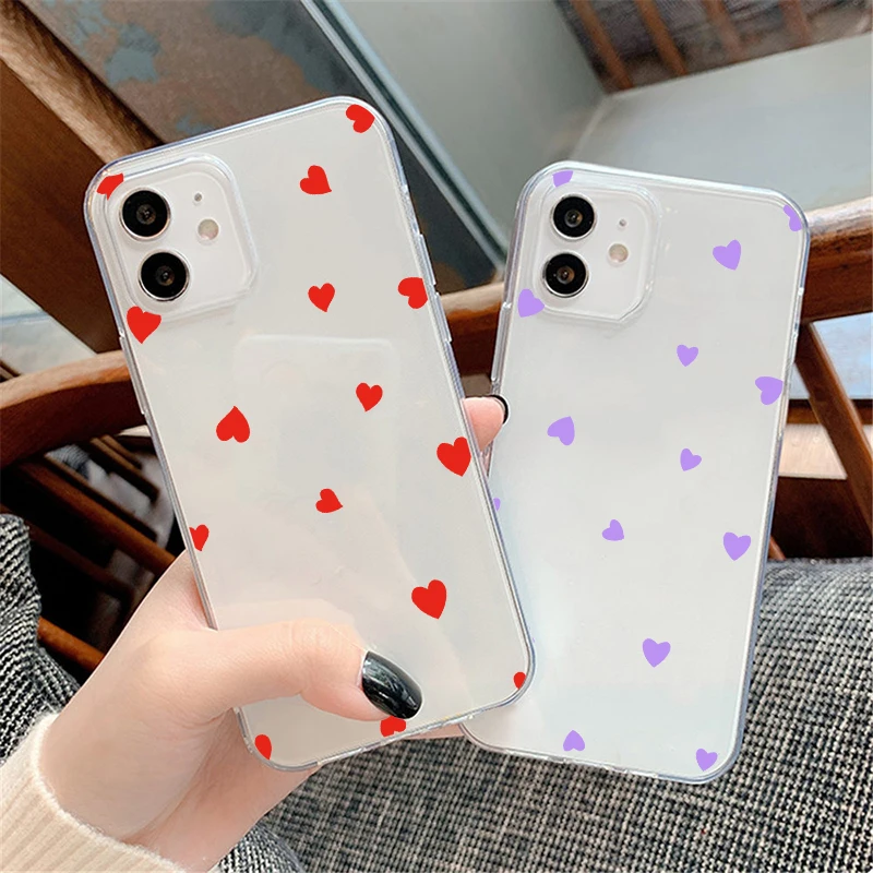 Back Cover For iPhone 13 12 Pro Max Mini Couples Love Heart Case For iPhone 11 Pro XS MAX X XR SE 2020 7 8 6 6S 5 5S SE Plus TPU