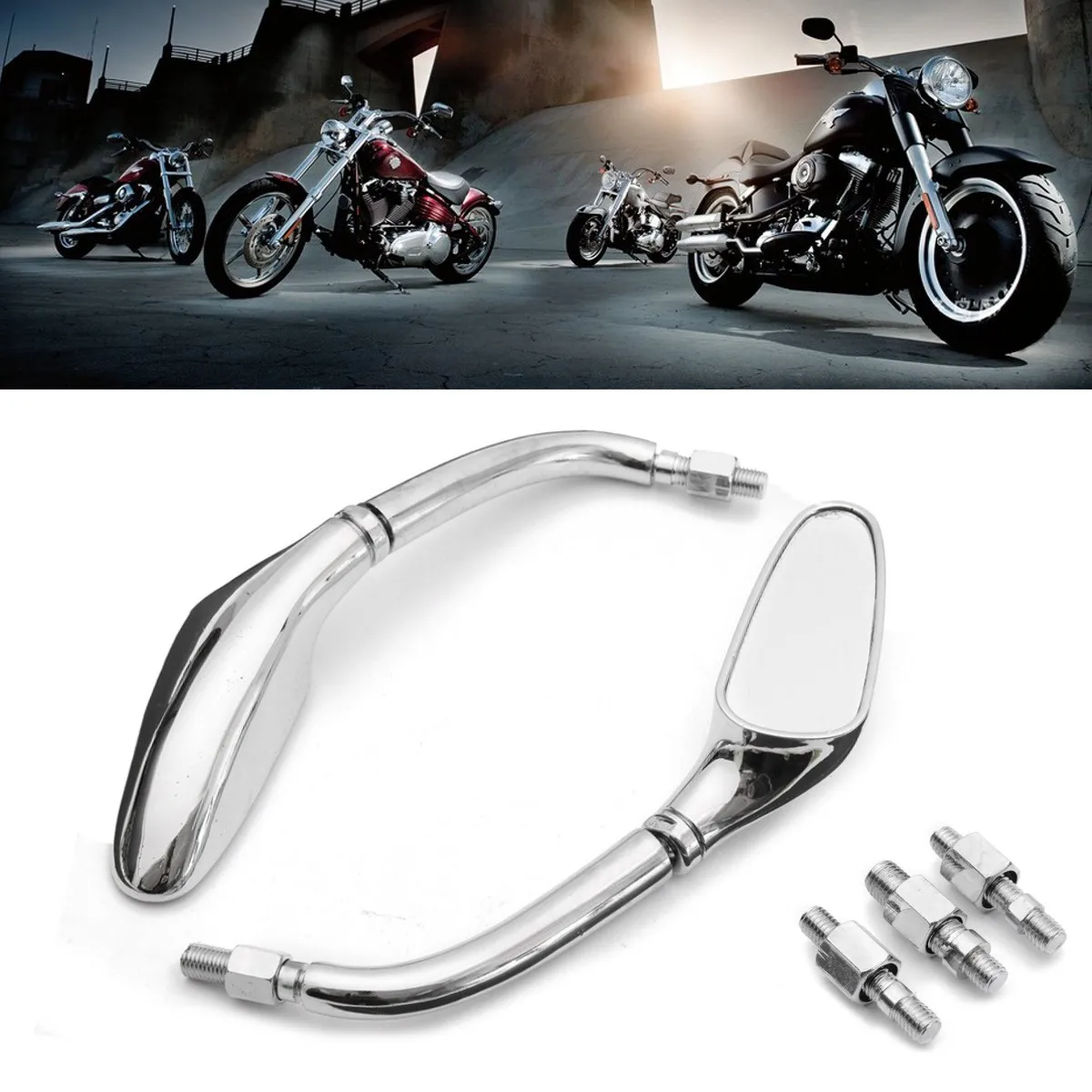 1 Pair Chrome Streamline Motorcycle Rearview Side Mirrors For Davidson 1200 883 for Honda/Kawasaki/Suzuki/Yamaha Cruiser V Star
1 Pair Chrome Streamline Motorcycle Rearview Side Mirrors For Davidson 1200 883 for Honda/Kawasaki/Suzuki/Yamaha Cruiser V Star