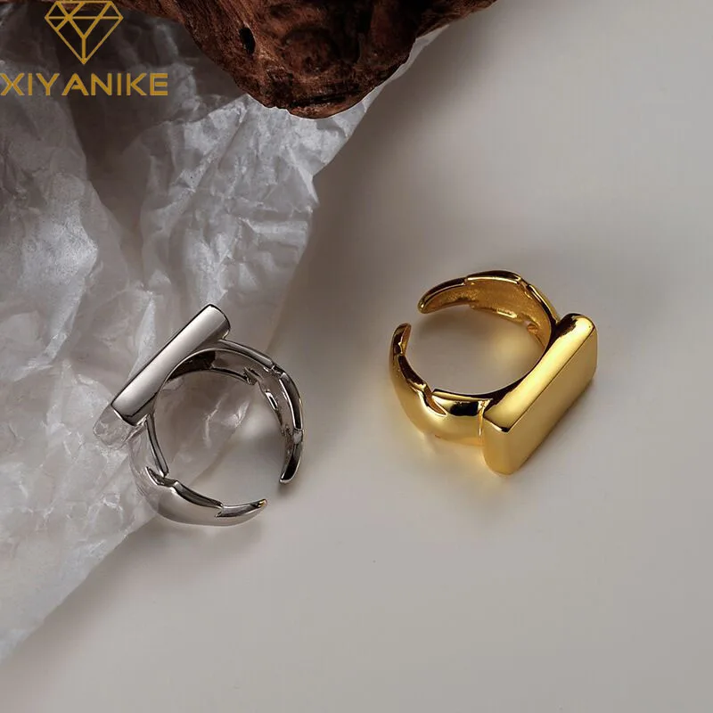 XIYANIKE Silver Color Geometric Adjustable Rings For Women Girls Fashion Rectangle Glossy Open Ring Finger Jewelry Gift
XIYANIKE Silver Color Geometric Adjustable Rings For Women Girls Fashion Rectangle Glossy Open Ring Finger Jewelry Gift