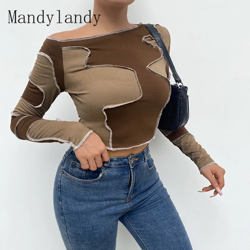 Mandylandy Women Elegant Patchwork Skinny Crop Top Shirt Ladies Sexy Long Sleeve O Neck Slim Fit Short T-shirt
Mandylandy Women Elegant Patchwork Skinny Crop Top Shirt Ladies Sexy Long Sleeve O Neck Slim Fit Short T-shirt