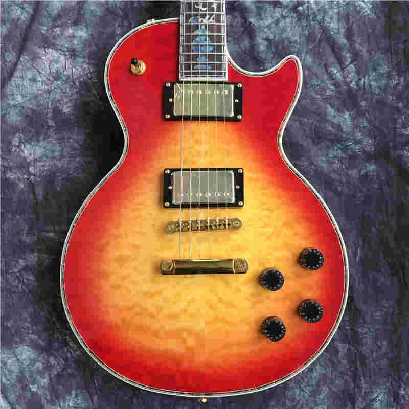 High-quality electric guitar, color stripe edging, fingerboard color vase inlay, solid mahogany, 
High-quality electric guitar, color stripe edging, fingerboard color vase inlay, solid mahogany,