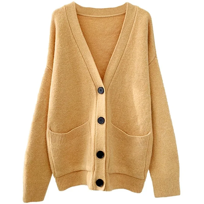 Korean version of women's autumn new pure color lazy knit sweater coat long-sleeved wild loose sweater gentle shawl 
Korean version of women's autumn new pure color lazy knit sweater coat long-sleeved wild loose sweater gentle shawl