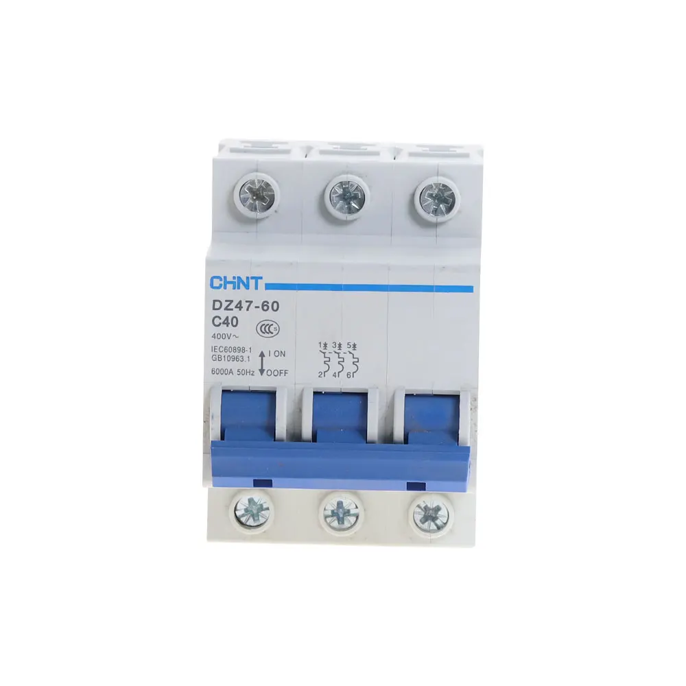 CHNT MCB мини бытовой автоматический выключатель типа C DZ47-60 3 Pole 50Amp 400V
CHNT MCB мини бытовой автоматический выключатель типа C DZ47-60 3 Pole 50Amp 400V
