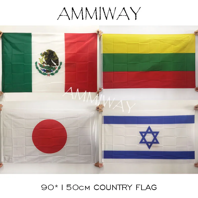 Флаги и баннеры AMMIWAY 90*150 см 3x5 футов Мексика Литва страны мира Япония Израиль