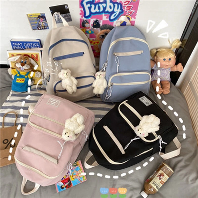 Women'S Bag Mori Student Backpacks Book Computer Bag Nylon Soft Handle Korean Bear Pendant Solid Color Backpack
Women'S Bag Mori Student Backpacks Book Computer Bag Nylon Soft Handle Korean Bear Pendant Solid Color Backpack