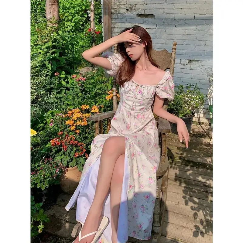 Summer Women's Dress 2021 Fashion Long Dress Vintage Casual Puff Sleeve Floral Robe High Split Sexy Bloue Dresses for Women New
Summer Women's Dress 2021 Fashion Long Dress Vintage Casual Puff Sleeve Floral Robe High Split Sexy Bloue Dresses for Women New