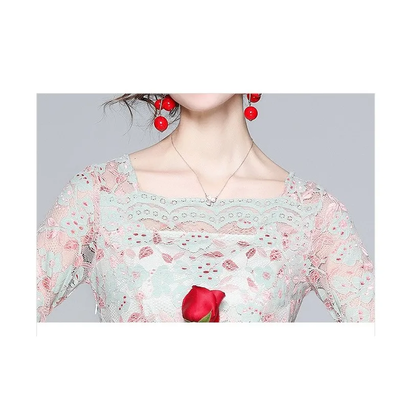 New Spring European And American Women's Dress Long Sleeves Lace Hook With Hollow Edge Square Collar Tight Waist Commuter Dress
New Spring European And American Women's Dress Long Sleeves Lace Hook With Hollow Edge Square Collar Tight Waist Commuter Dress