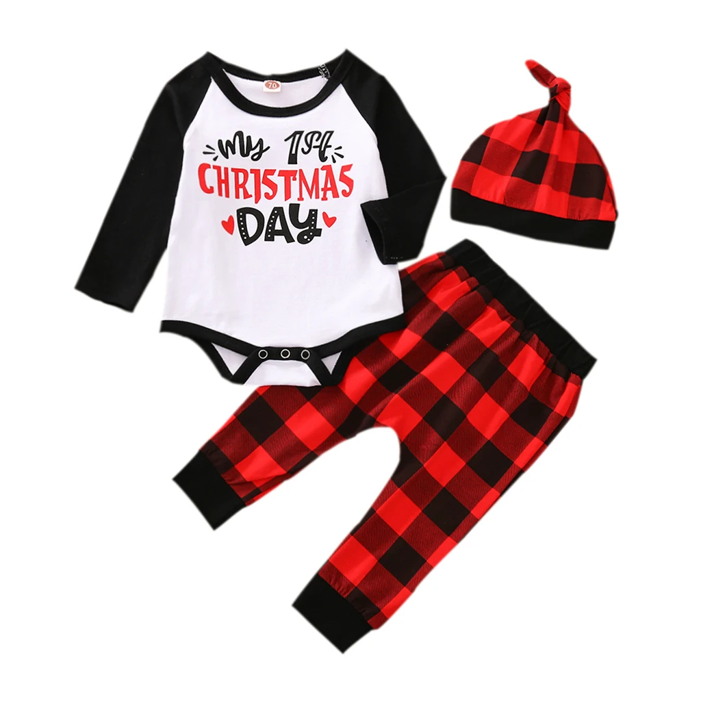 2020 Christmas Baby Girls Boys Clothing Set Toddler Round Collar Raglan Long Sleeve Letter Print Top + Plaid Pants+ Hat 0-12M
2020 Christmas Baby Girls Boys Clothing Set Toddler Round Collar Raglan Long Sleeve Letter Print Top + Plaid Pants+ Hat 0-12M