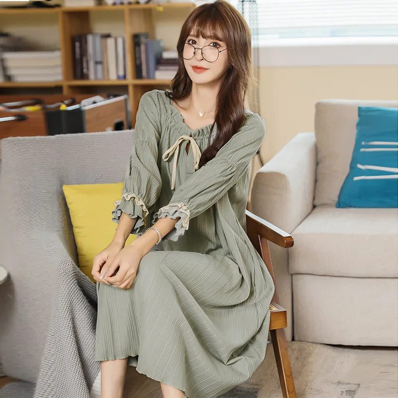 Fdfklak Autumn Loose Night Dress For Women Cotton Long Sleeve Nightgown Famale Comfortableh Casual Home Dress M-XXL
Fdfklak Autumn Loose Night Dress For Women Cotton Long Sleeve Nightgown Famale Comfortableh Casual Home Dress M-XXL