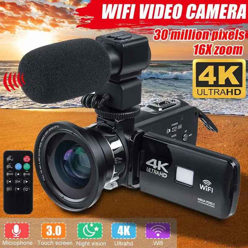 Wi-Fi 30MP 4K HD видеокамера профессиональная видеокамера vlog с ночным видением сенсорный экран 18X цифровой зум камера с микрофоном объектив
Wi-Fi 30MP 4K HD видеокамера профессиональная видеокамера vlog с ночным видением сенсорный экран 18X цифровой зум камера с микрофоном объектив