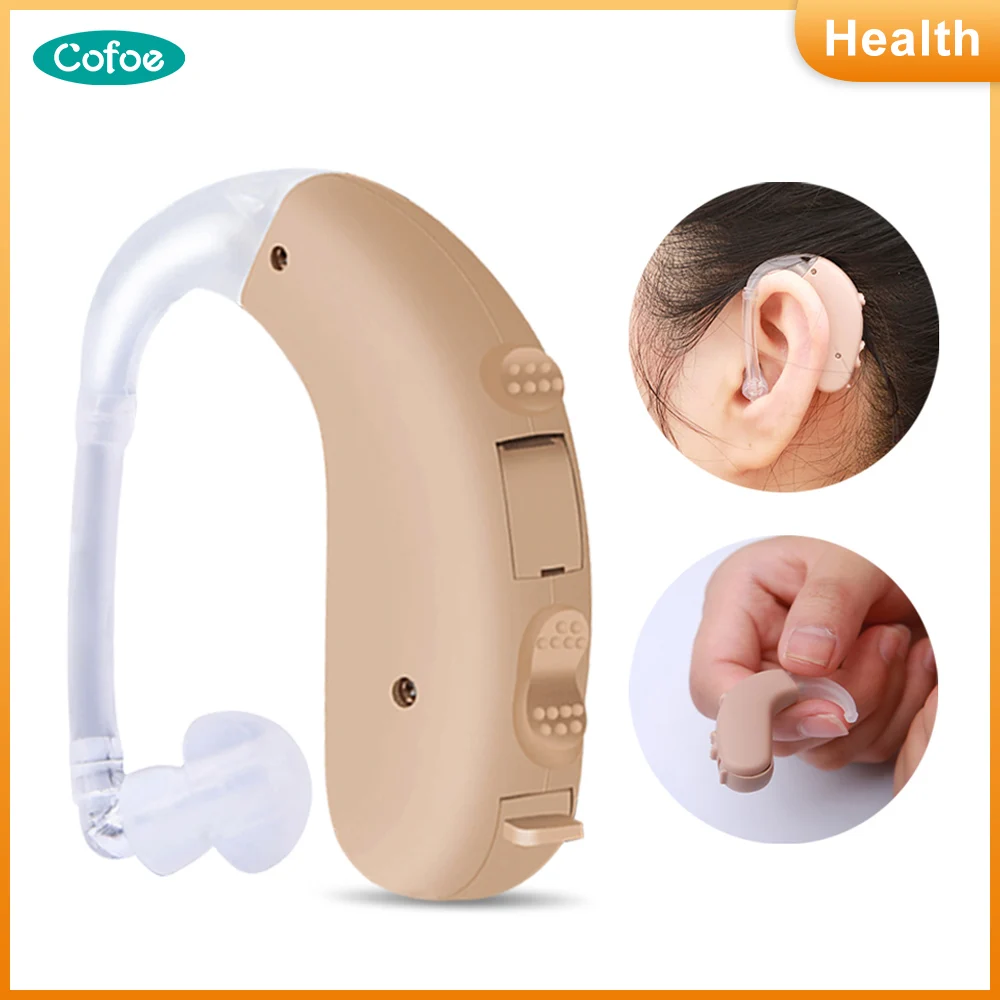 

Cofoe Digital 2-Channel BTE Hearing Aids with 3 reduce Noise Technology Sound Amplifier for Elderly Moderate Severe Hearing Loss