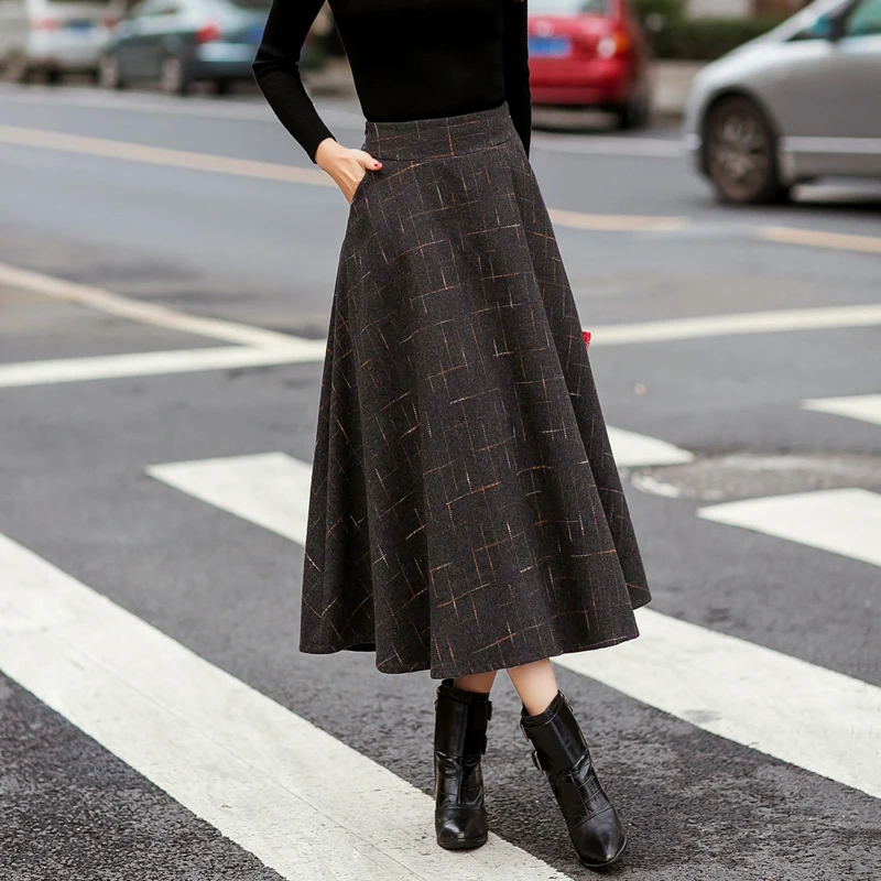 Ethnic Style Woolen Skirt Autumn New High Waist Slim Plaid Real Shot A Line Skirts Women Blue Gray Black
Ethnic Style Woolen Skirt Autumn New High Waist Slim Plaid Real Shot A Line Skirts Women Blue Gray Black
