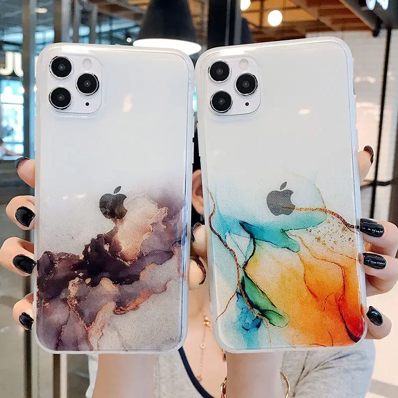 Градиентный мраморный чехол для телефона iPhone 11 11Pro Max XR XS X 6 6S 7 8 Plus SE 2020 прозрачная