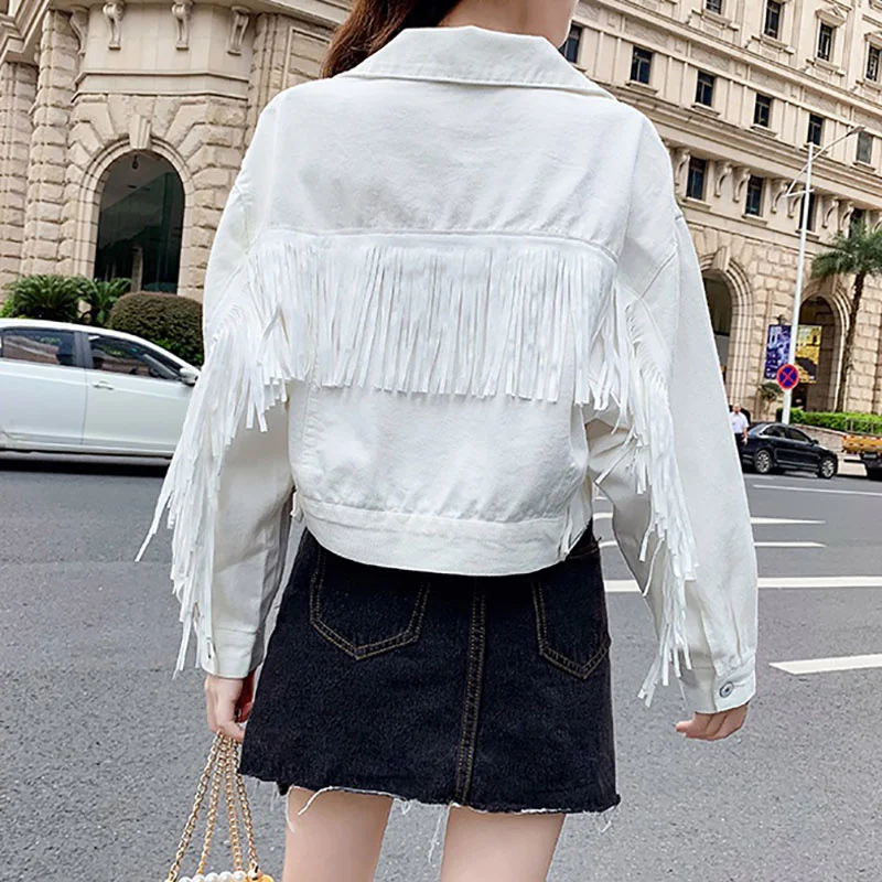 2021 Spring New Tassel Short Jeans Jacket For Women Long Sleeve Casual Denim Jacket Female Fashion White Student Jean Basic Coat
2021 Spring New Tassel Short Jeans Jacket For Women Long Sleeve Casual Denim Jacket Female Fashion White Student Jean Basic Coat