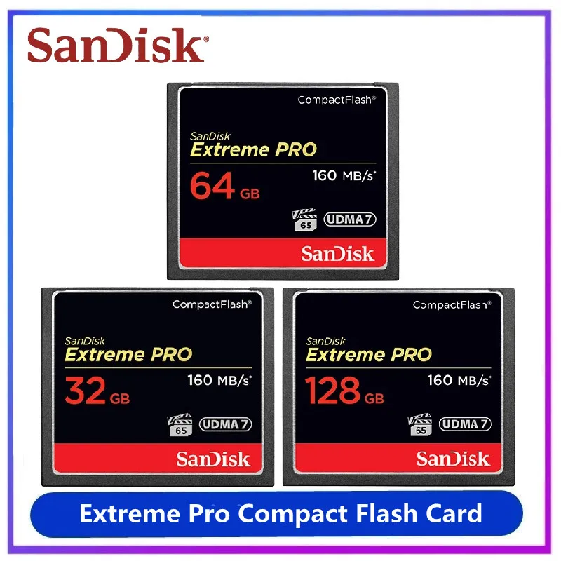 SanDisk Extreme Pro Memory Card 64GB 32GB 128GB Compact Flash Card UDMA7 160MB/s High Speed CF Card 100% Original
SanDisk Extreme Pro Memory Card 64GB 32GB 128GB Compact Flash Card UDMA7 160MB/s High Speed CF Card 100% Original