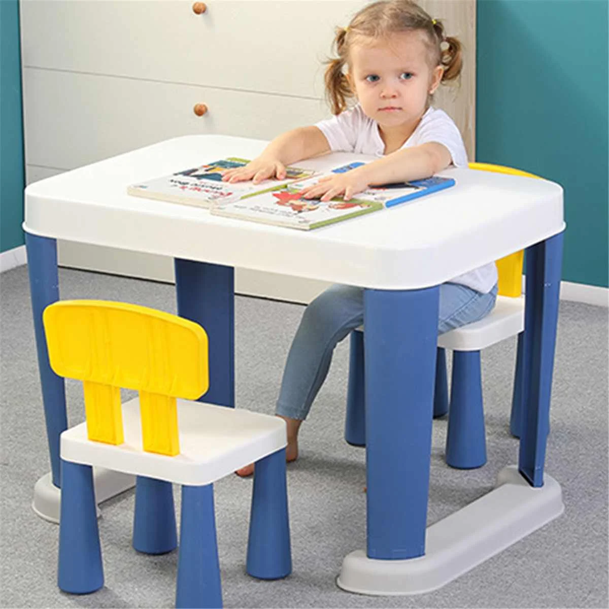 Adjustable Heigh Children Table Chairs Set Kids Gaming Learning Table Chair Plastic Dining Table Study Desk with 2pcs Chair
Adjustable Heigh Children Table Chairs Set Kids Gaming Learning Table Chair Plastic Dining Table Study Desk with 2pcs Chair