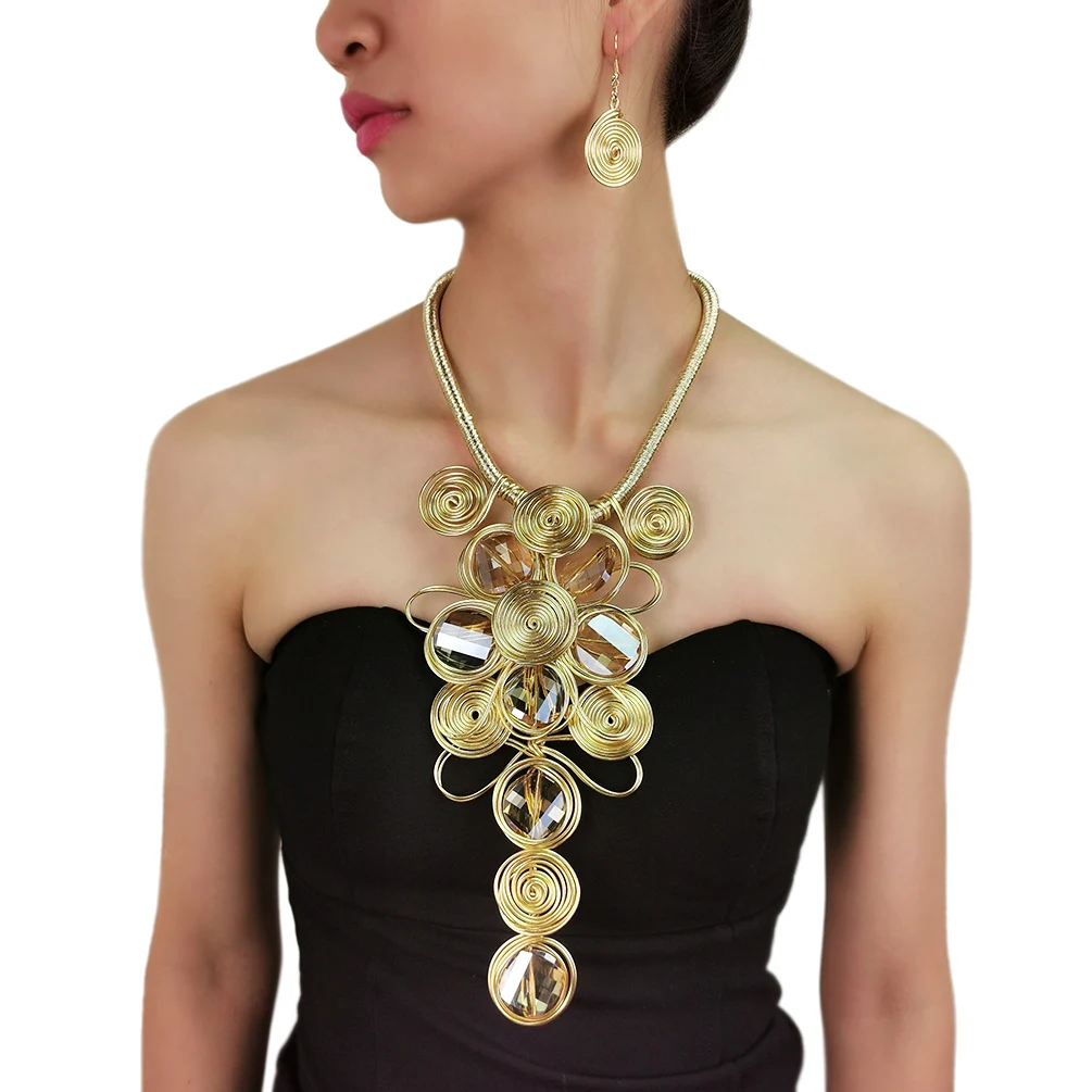 MANILAI ручной работы Африканское ожерелье для женщин Золотая Толстая кружевная