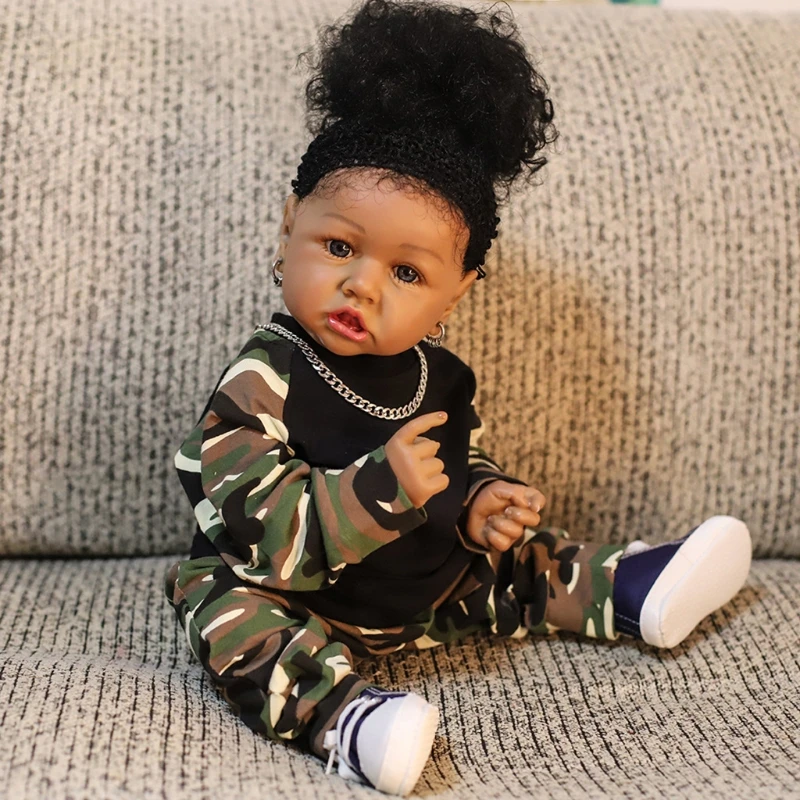 23inch Black Dark Skin African Reborn Baby Dolls Full Silicone Body Ealistic Handmade Newborn Reborn Babies Toddler Girls Magnet
23inch Black Dark Skin African Reborn Baby Dolls Full Silicone Body Ealistic Handmade Newborn Reborn Babies Toddler Girls Magnet