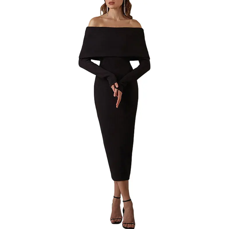 Ladies Autumn Winter Temperament Long Dress Girls Leisure Style Solid Color Off Shoulder Long Sleeve Slim Hip Skirt
Ladies Autumn Winter Temperament Long Dress Girls Leisure Style Solid Color Off Shoulder Long Sleeve Slim Hip Skirt