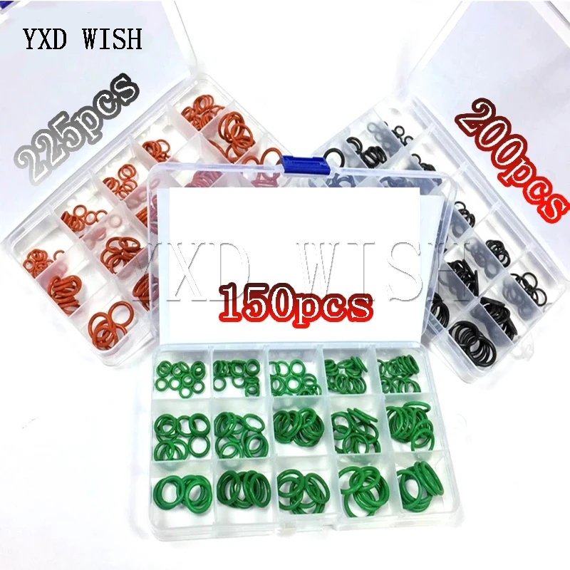 Комплект уплотнительных колец, 150/200/225 шт., резиновые уплотнительные кольца, ассортимент черных уплотнительных колец, набор нитриловых шайб
Комплект уплотнительных колец, 150/200/225 шт., резиновые уплотнительные кольца, ассортимент черных уплотнительных колец, набор нитриловых шайб