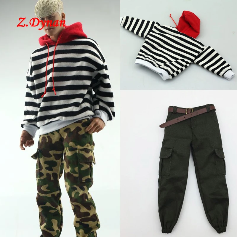 1:6 Male stripe Sweaters Hoodies casual Trousers Camouflage Pants Overalls with belt for 12'' tbl ph Male soldier body clothes
1:6 Male stripe Sweaters Hoodies casual Trousers Camouflage Pants Overalls with belt for 12'' tbl ph Male soldier body clothes