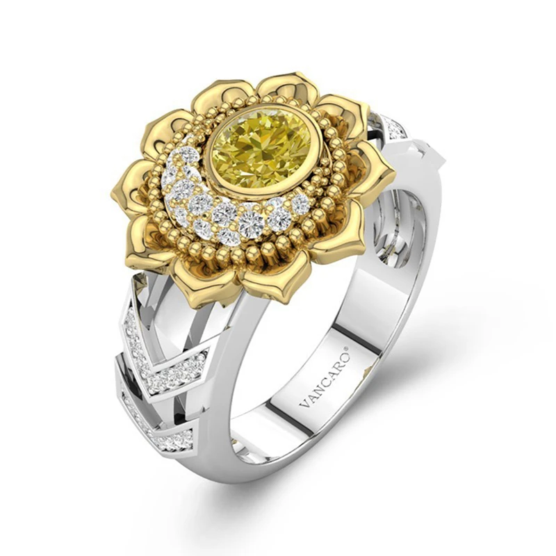 Luxury Crystal SunFlower Zircon Rings For Women Elegant Charming Party Finger Jewelry New Trendy Wedding Ladies Rings Jewelry
Luxury Crystal SunFlower Zircon Rings For Women Elegant Charming Party Finger Jewelry New Trendy Wedding Ladies Rings Jewelry