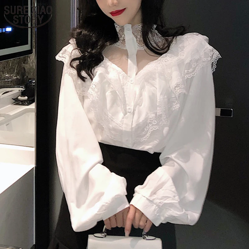 Autumn Long Sleeve Women's Blouse Lace Stitching Ruffles Solid Puff Sleeve Sexy Lace Hollow Woman's Shirts Blusas Mujer 11265
Autumn Long Sleeve Women's Blouse Lace Stitching Ruffles Solid Puff Sleeve Sexy Lace Hollow Woman's Shirts Blusas Mujer 11265