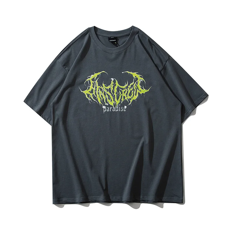 Spring and summer high street oversized half T-shirt lovers large short sleeve Abstract bat dark loose top
Spring and summer high street oversized half T-shirt lovers large short sleeve Abstract bat dark loose top