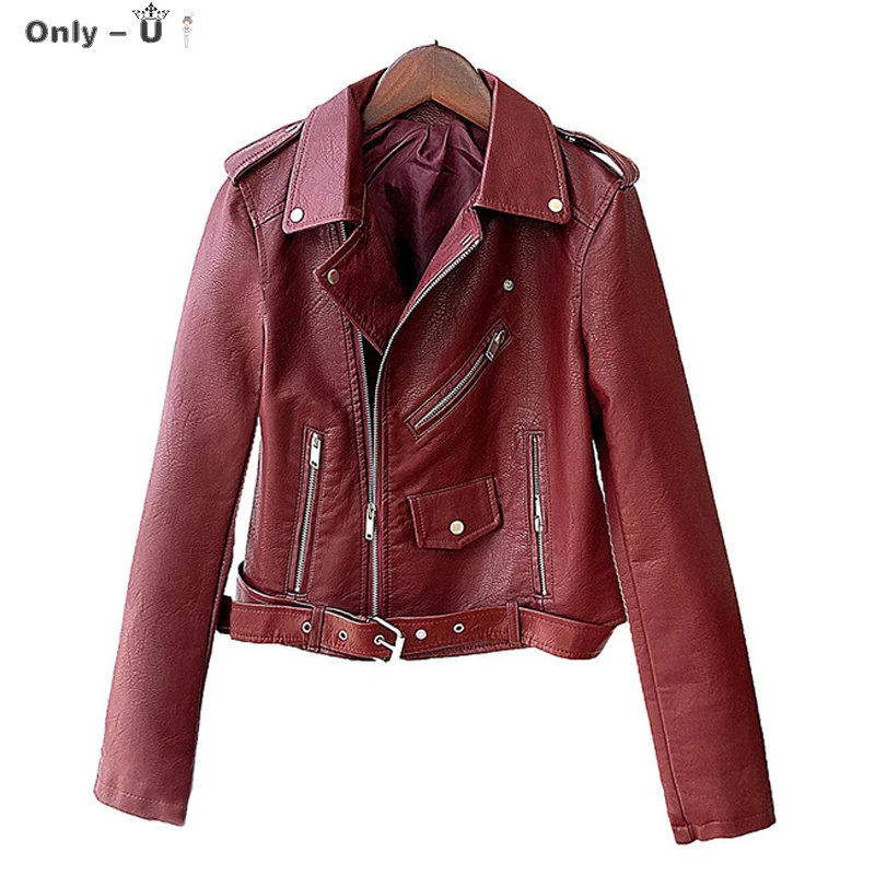 Casual Short Turn Down Collar Pu Leather Jackets for Ladies Plus Size Slim Woman's Faux Leather Jackets Belt Moto Biker Coats
Casual Short Turn Down Collar Pu Leather Jackets for Ladies Plus Size Slim Woman's Faux Leather Jackets Belt Moto Biker Coats