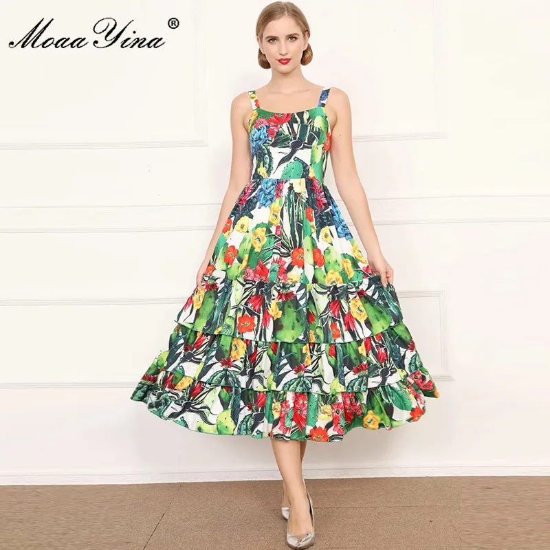MoaaYina Fashion Designer dress Summer Women's Dress Spaghetti Strap High Waist Cactus Floral Print Cascading Ruffle Dresses
MoaaYina Fashion Designer dress Summer Women's Dress Spaghetti Strap High Waist Cactus Floral Print Cascading Ruffle Dresses