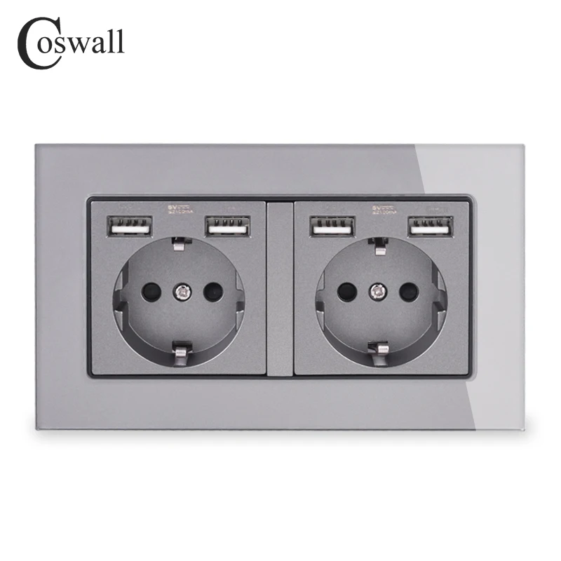 COSWALL настенная розетка с USB, стеклянная панель 
COSWALL настенная розетка с USB, стеклянная панель